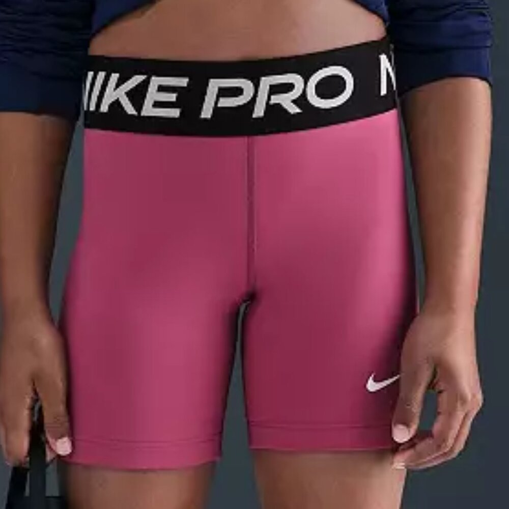 NWT Nike Pro Girls Dri-FIT 5" Pink Activewear Athletic Biker Shorts